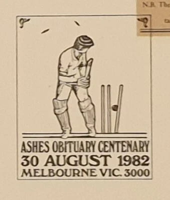 1982 APM12050 PictPMK. Ashes Obituary Centenary Test Cricket on Ashes PSE CV$5 - Image 1 of 2