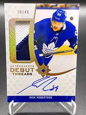 2020-21 Upper Deck Ultimate Collection Nick Robertson Auto Debut Threads /49