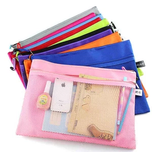 A4 Size Canvas Zipper Briefcase File Holder Folder Mesh Organizer Office Bag #JP - Picture 1 of 11