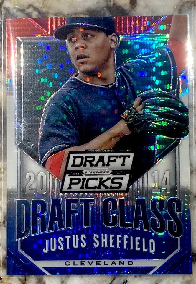 2014 Prizm Perennial Draft Picks Red White & Blue Pulsar Prizms Justus Sheffield - Image 1 of 3