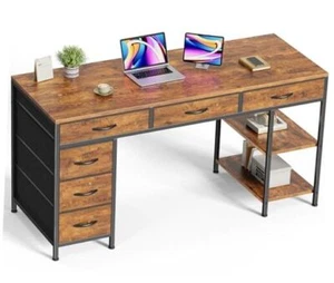  Computer Desk with 6 Drawers, 54 Inch Office Desk with Shelves, Reversible  - Picture 1 of 8