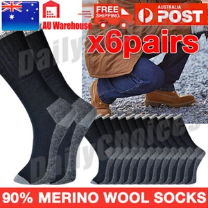 6 Pairs 6-11 AUSTRALIAN MERINO WOOL THERMAL HEAVY DUTY EXTRA THICK WORK SOCKS - Picture 1 of 6