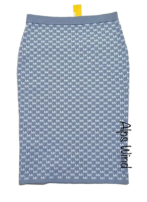 Michael Kors Women's Logo Jacquard Pencil Skirt in Chambray SZ. L NWT - Image 1 of 4