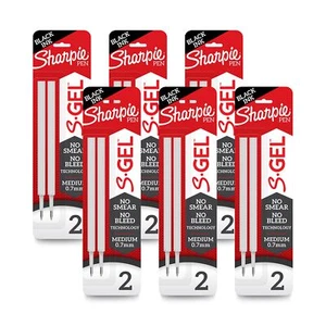 Sharpie S-Gel Refills Black Ink Gel Pen Refills Medium Point 0.7mm 6 Packs of... - Picture 1 of 5