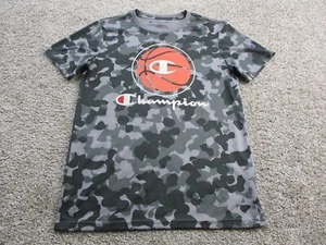 Champion Boys T-Shirt 14/16 Gray Camo Basketball Logo Graphic Short Sleeve Tee - Picture 1 of 6