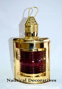 LAMPADE AD OLIO PORTO 10" - Lanterna Nave - Lanterna Decorativa da Parete in Ottone Rosso - Foto 1 di 5