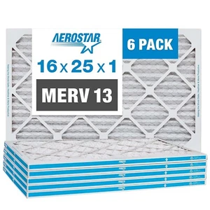 Pleated Air Filter 13 16x25x1, AC Furnace Air Filter, Pack of 6 - Picture 1 of 5