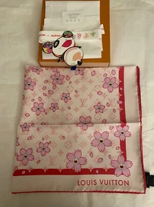 Louis Vuitton Murakami Monogram Cherry Blossom Pink Square 70 Scarf LV x TM - Picture 1 of 15