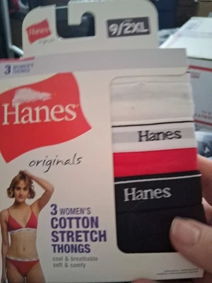 Hanes 3 Womens Cotton Stretch Thongs 9/2xl - Image 1 of 4