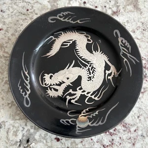 Craftsman Kutani Japan 4 Black Dragon Salad Plates Platinum 7.25" circa 1948 - Picture 1 of 4