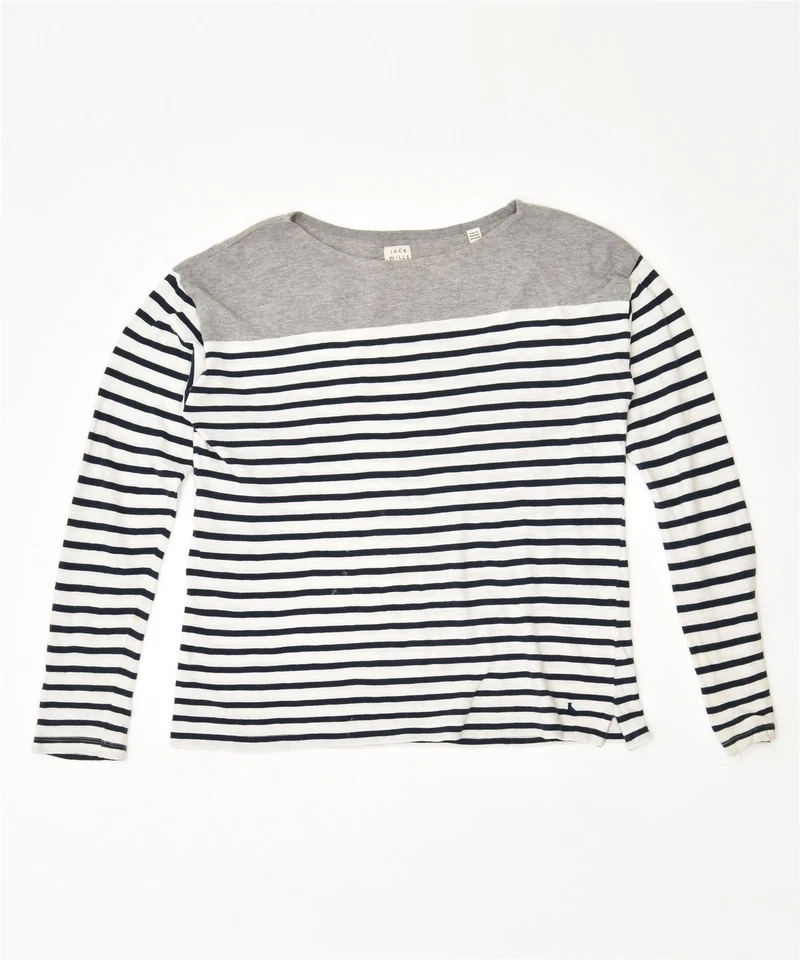 JACK WILLS Womens Loose Fit Boat Neck Jumper Sweater UK 6 XS Grey Cotton LZ10 - Image 1 of 3