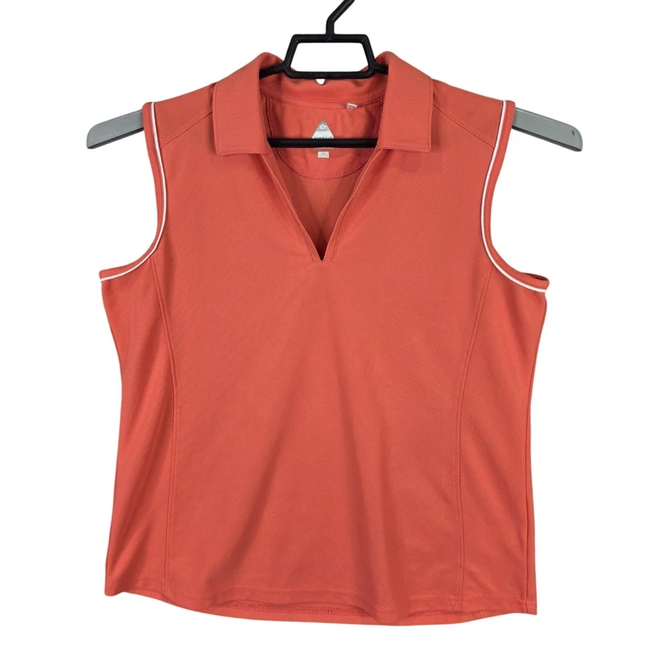 Camisa polo feminina Bolle laranja Tech sem mangas gola V 100% poliéster tamanho G - Imagem 1 de 4