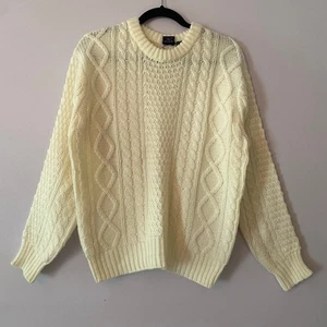Jockey Sportswear Men's size Medium White Cream Cableknit Fishermen Sweater - Picture 1 of 9
