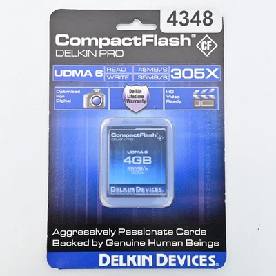 Delkin Devices 4GB CompactFlash CF Memory Card UDMA 6 305x 45MB/s Pro New Sealed - Image 1 of 4
