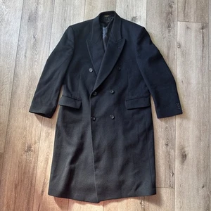 Vintage Nino Cerruti Mens Black Cashmere Blend Overcoat Size 42R C220 - Picture 1 of 8