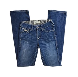 Ariat REAL Denim Women's Low Rise Boot Stretch Distressed Western Blue Jeans 26L - Picture 1 of 15