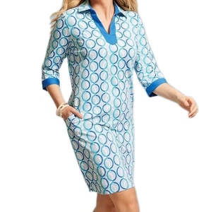 Foxcroft Womens EZ Care Knit Dress Size 3X Blue Geo Angel Circle Links NWT NEW - Picture 1 of 20