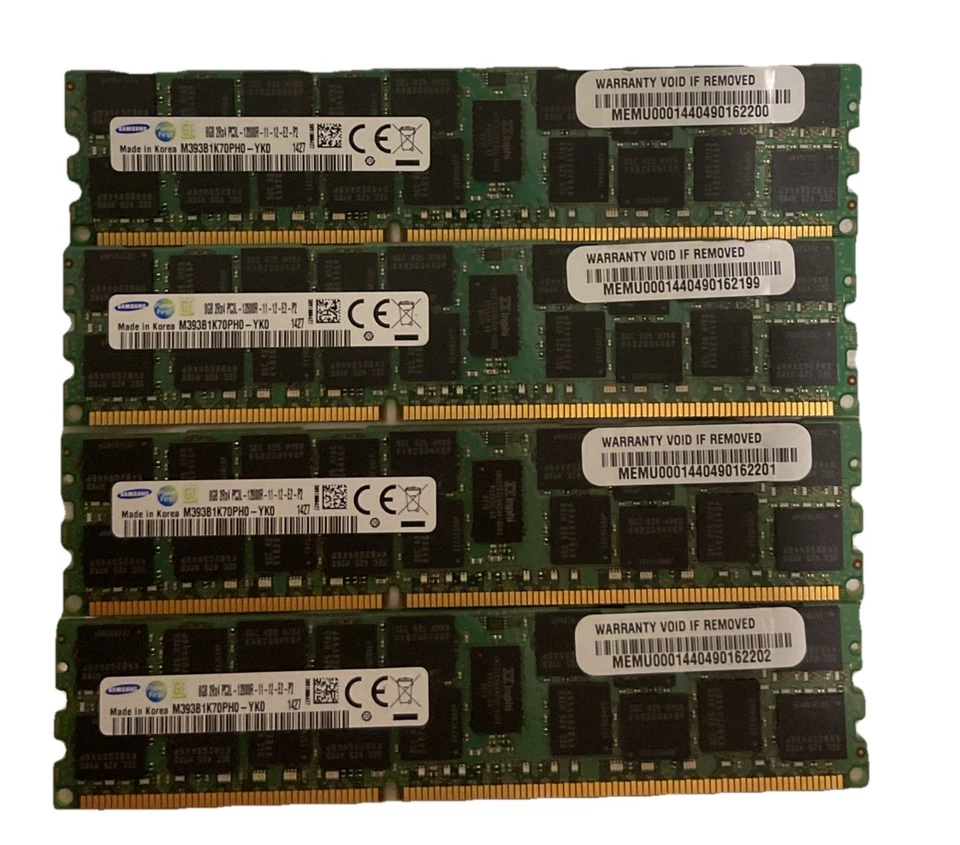 Samsung 32GB 4x 8GB PC3L-12800R 2RX4 ECC Server Memory M393B1K70PH0-YK0 RDIMM - Image 1 of 1