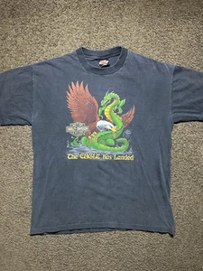 Vintage Harley Davidson The Eagle Has Landed Large Black T Shirt 80s/90s Rare - Picture 1 of 13