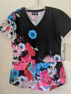 Greys Anatomy Women's Scrub Top Floral Pattern  Multicolor Size XS - Image 1 of 4