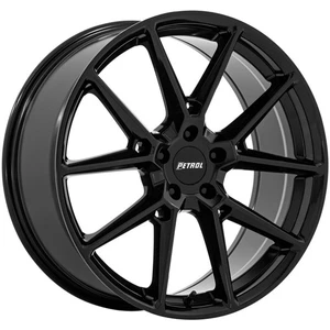 18x8 +40 Petrol PE002 P1E 5x4.25 Gloss Black Wheels (Set of 4) - Picture 1 of 3