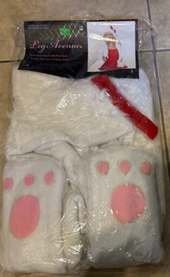 White Wolf Hood w/ Paw Scarf Leg Avenue Costume NEW Retail Packaging - Image 1 of 2