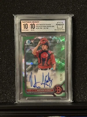 2022 Bowman Chrome-Prospect Auto Green Atomic Refractor CPA-NH Nathan Hickey /99 - Image 1 of 2
