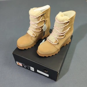 Sorel Booties Women's 7 Tawny Buff Gum 2 Joan of Arctic Wedge III Lace Cozy NWT - Picture 1 of 12