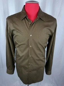 Camisa Clásica John Varvatos EE. UU. Marrón/Marrón Hojas Diseños Mangas Largas... - Imagen 1 de 5