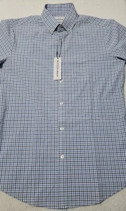 NWT Mizzen+Main Mens Leeward Short Sleeve Sport Shirt Trim Fit Blue Plaid - Picture 1 of 11