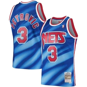Mitchell & Ness Men's Drazen Petrovic New Jersey Nets Fadeaway Swingman Jersey - Picture 1 of 4