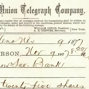 Seltener Vintage 1877 Western Union Telegraph "Buy 25 Shares California For Me" - Bild 1 von 3