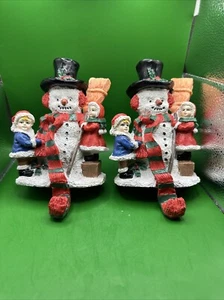 Vintage Snowman Weighted Stocking Holder 7 x 4 inches Set Of 2 - Picture 1 of 4