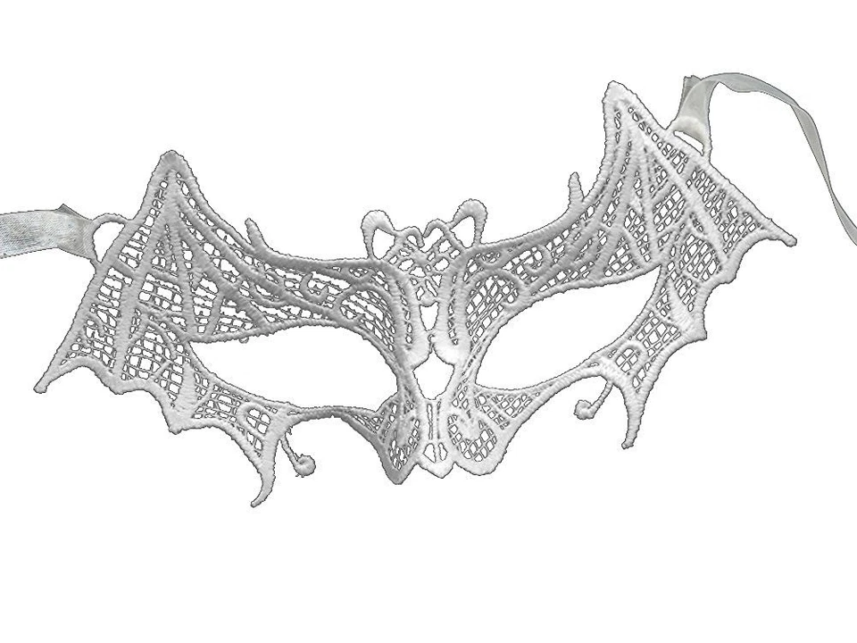 Venetian White Lace Bat Masquerade Eye Mask - Image 1 of 3