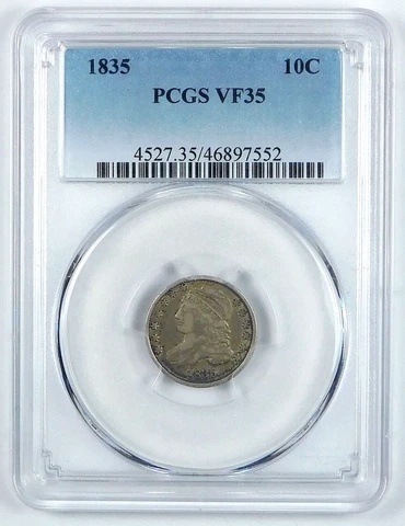 1835 Capped Bust Dime - PCGS VF 35 Cover