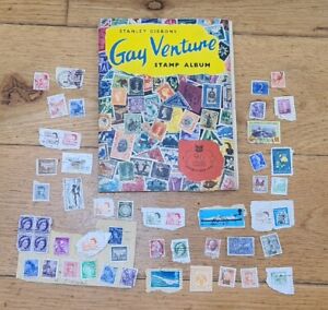 Stanley Gibbons Gay Venture Stamp Album With Stamps Inside and Loose