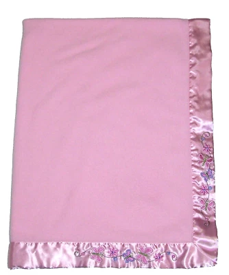 Manta de bebé rosa Parents Choice polar flor mariposa borde satinado 30x40" Foto 1 de 3
