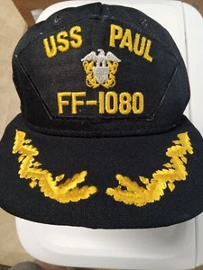 USS PAUL FF-1080 Vintage Druckknopflasche Gold Rührei VIP Ballkappe gebraucht - Bild 1 von 7