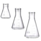  3 Pcs Glass Flask for Students Conical Chemistry Flat High Borosilicate
