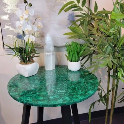 Malachite Stone Marble Round Coffee & End Side Table /Living Room Side Table - Image 1 of 4