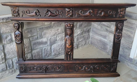 50" ANTIQUE ARCHITECTURAL SALVAGE CARVED WOOD FIGURAL PEDI Cover
