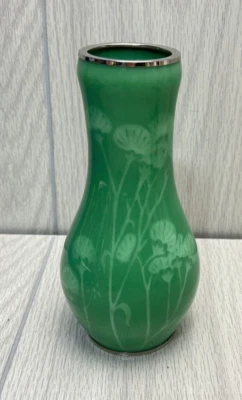 Japanese Wireless Cloisonne Vase Green - Taisho / Showa Period - 7 1/4" Tall - Image 1 of 4