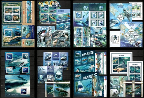 SHARKS Fish Sea animals Marine Fauna Collection 53 s/s MNH FREE SHIPPING #CNA148 Cover