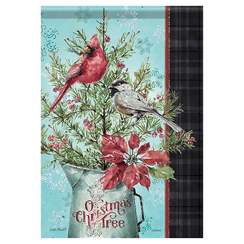 Bandeira de Natal Carson - Chickadee & Cardinal - 28 pol x 40 pol - Imagem 1 de 1