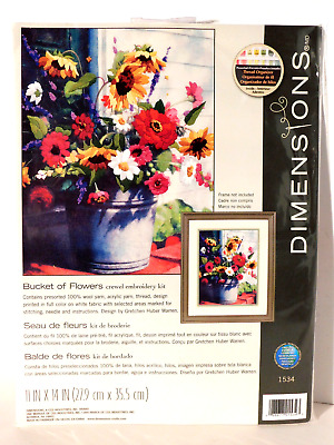 Dimensiones Para Bordar Bordado Kit Cubo De Flores #1534 Nuevo • 14.56€