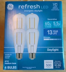 GE LED Energetic Daylight - 4 Bulbs - ST19 Medium Base - 60w - Dimmable - Picture 1 of 5