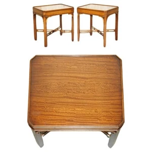 VINTAGE PAIR OF ENGLISH MAHOGANY THOMAS CHIPPENDALE STYLE SIDE END LAMP TABLES - Picture 1 of 21