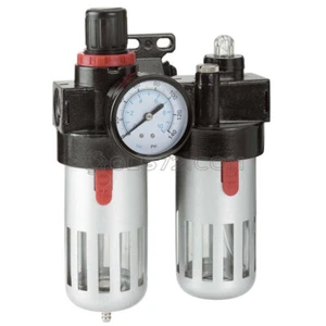 REDUCER WITH MANOMETER GAUGE FILTER OILER AIR COMPRESSOR FERVI 0777/3 - Picture 1 of 4