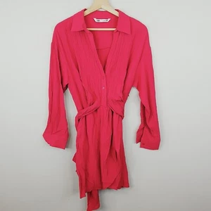 ZARA Womens Size S or 10 Pink Long Sleeve Mini Dress - Picture 1 of 7