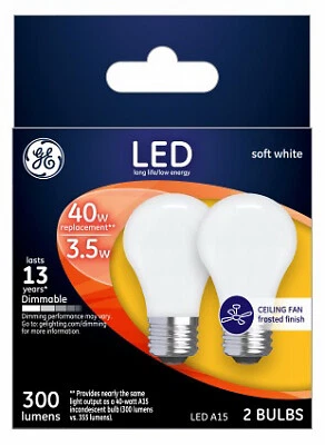 Ceiling Fan LED Light Bulb, A15, Frost, 4-Watts, 2-Pk. - Image 1 of 1